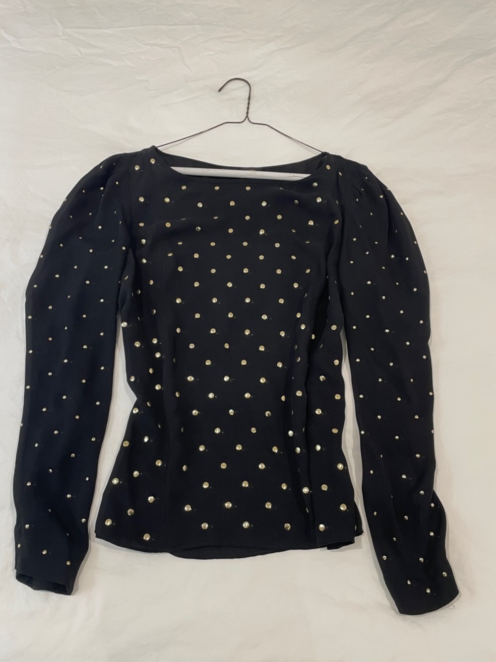 Cynthia Steffe Black Long-Sleeve Studded Top